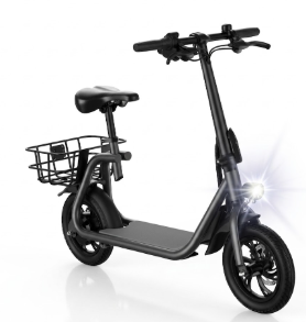 Patineta Eléctrica Mobulaa S001 - Scooter Ligero con Sillín y Canasta